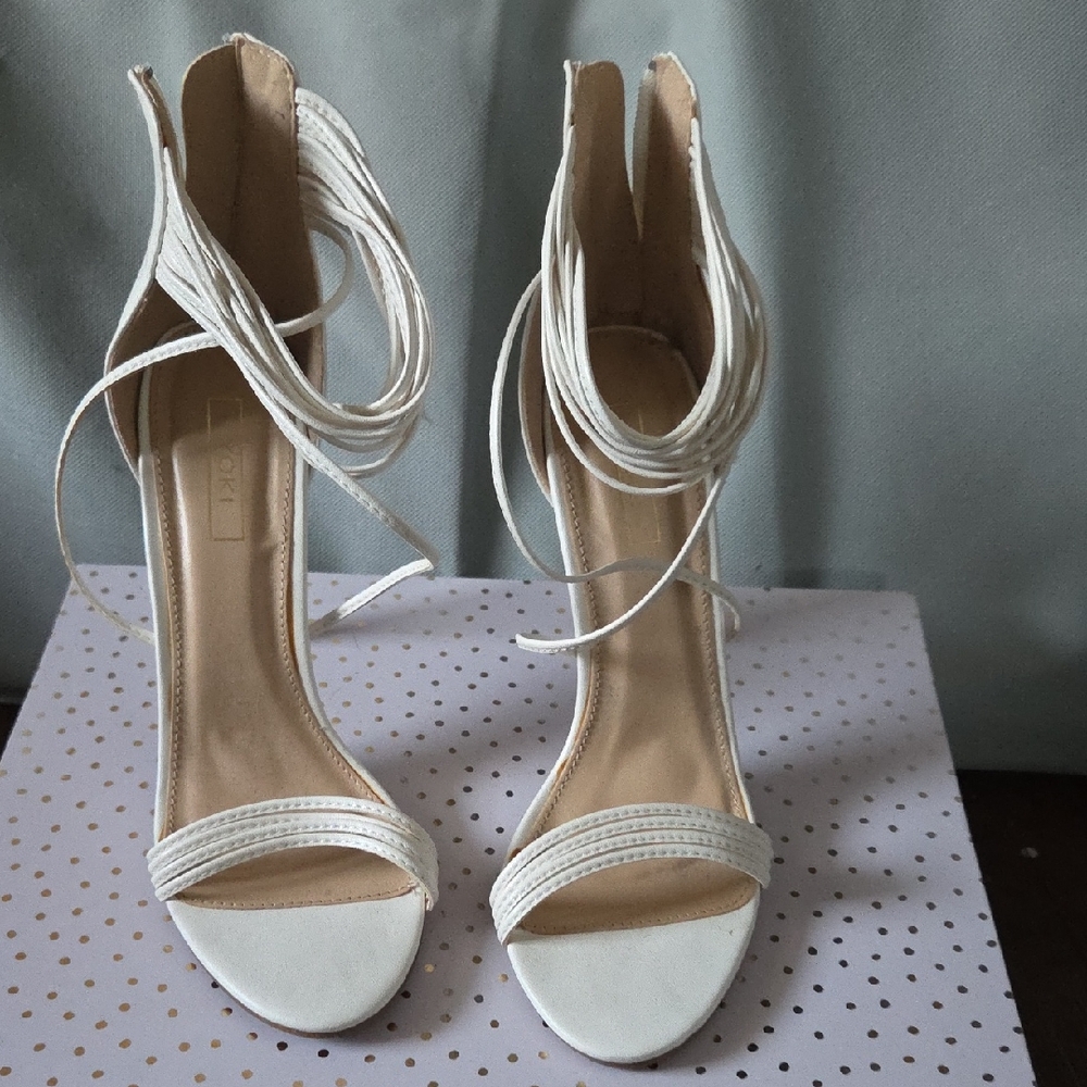 Yoki White Strappy Heels